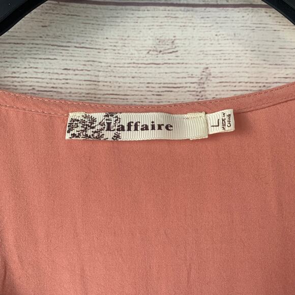 L'affaire Boho Pink Tunic Top with Crochet Lace Detail 3/4 Length Sleeves Size L - Picture 10 of 13